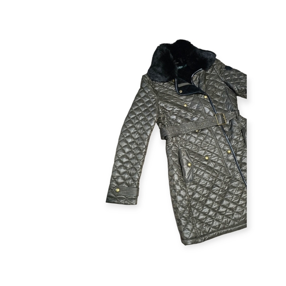 Lauren Ralph Lauren Quilted Puffer Coat In Hunter Green - Picture 3 of 7